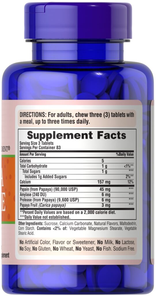 Puritan’s Pride Papaya Enzymes By 250 Chewable Tablets Maxhub Pharmacy