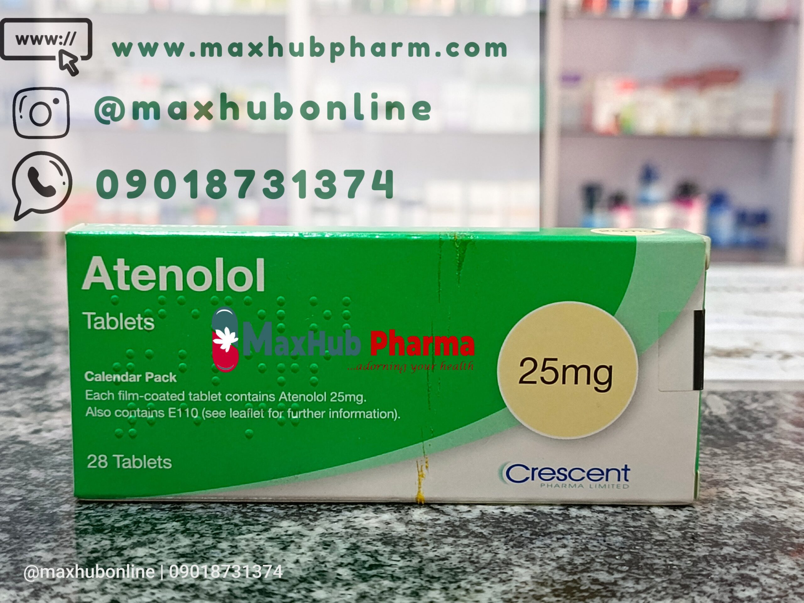 Atenolol 25mg Crescent by 28 tablets - Maxhub Pharmacy