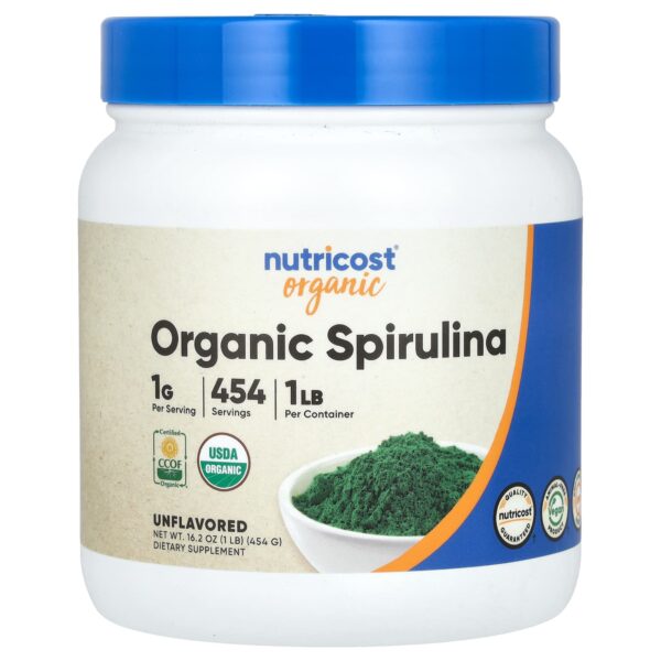 Nutricost Organic Spirulina Powder Unflavored 454g